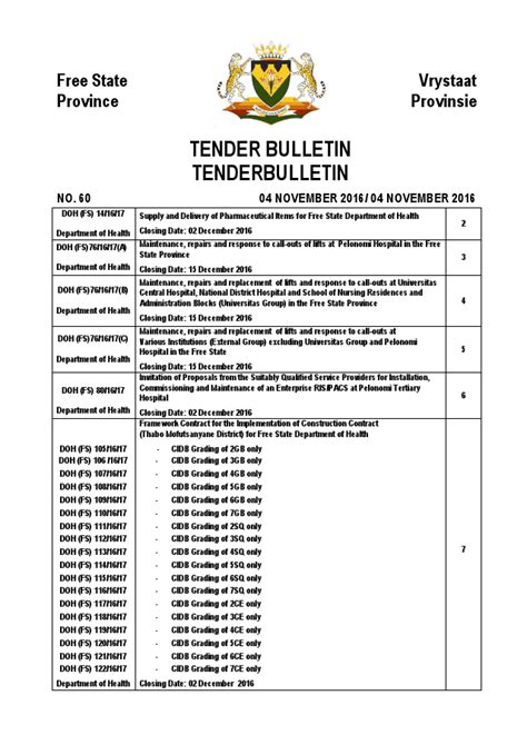 tender bulletins